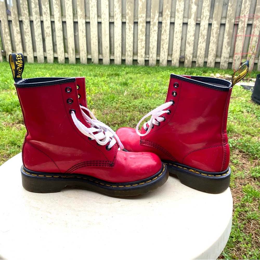 Red Doc Martens 1460 Patent
